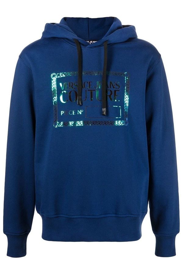 Gianni Versace Holo Logo Print Hooded Black Sweatshirt Trendyol