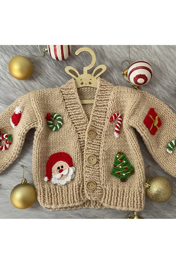 El örgüsü Unisex El Örgüsü Yilbaşı Bebek ve Çocuk Hırkası,Yeni Yıl, Christmas,  Hediye, Noel Hırka