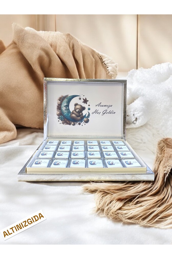 altıniz gıda NEW!!(ELİTÇİKOLATA) Isme Özel AYICIK Erkek Bebek Çikolatası Dogum-yaş Günü-hediyelik Çikolata 72Lİ