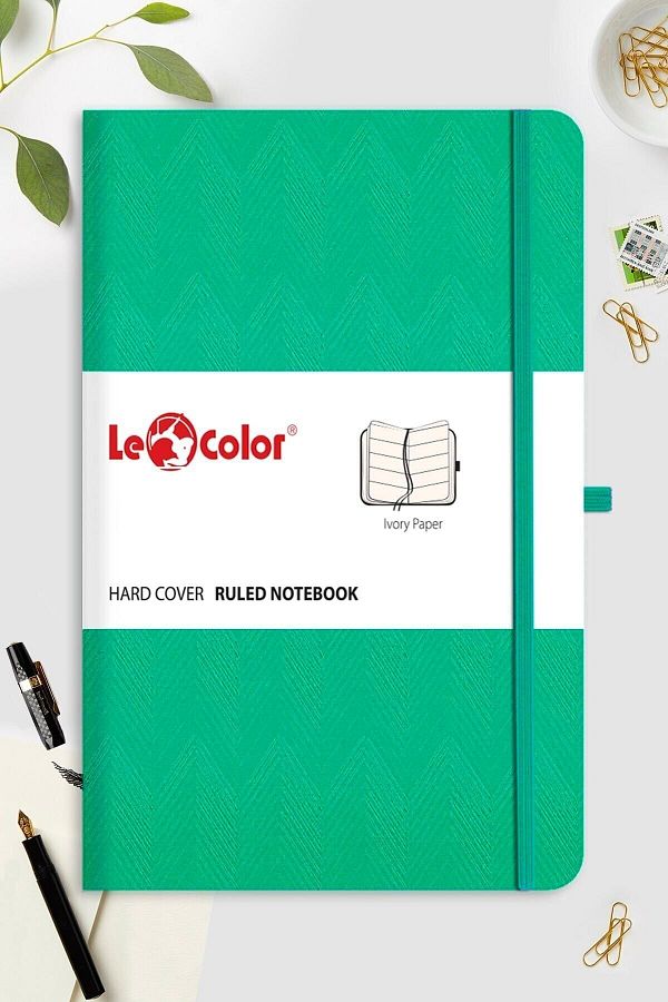 Le Color-Undated Classic Notebook Rec Note 13x21 Lined Green Patterned 1