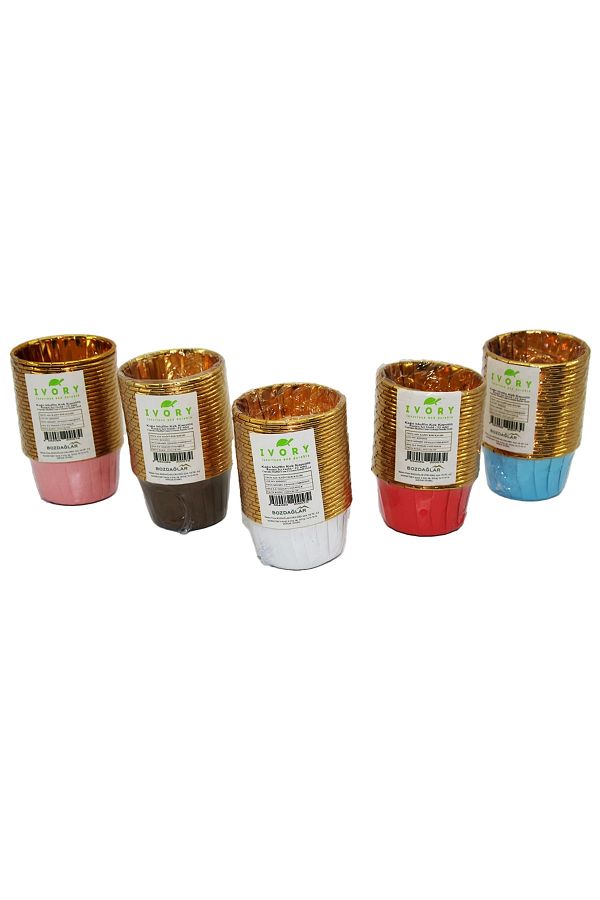 libescarf-25 Pieces - Medium Gold - Muffin Paper Cake Capsule with Foil (4767) 1