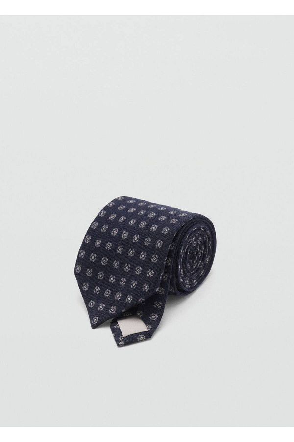 MANGO Man-Geometric Design 100% Wool Tie 1
