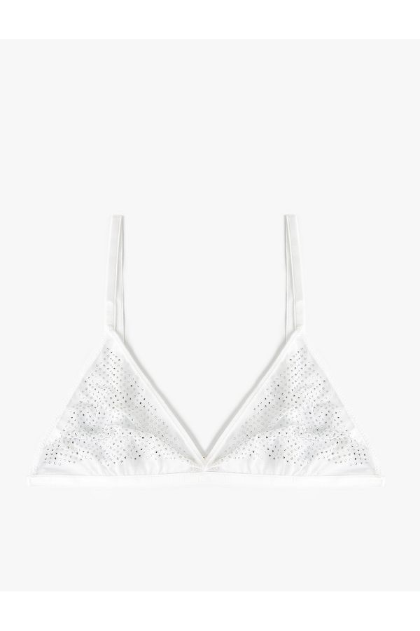 Koton-Bridal Bra with Shiny Rhinestones without Padding and Underwire 1