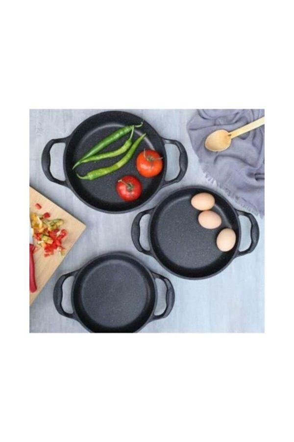 Eda-Burak Eda Asya Coverless Granite Casting 3 Piece Sauce Set 16-18-20 cm 1