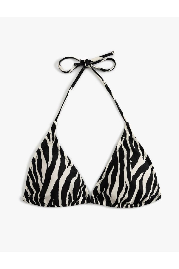 Koton-Triangle String Zebra Patterned Bikini Top 1
