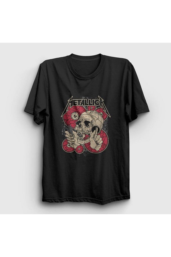 Presmono-Unisex Black Shortest Straw Metallica T-shirt 67838tt 1