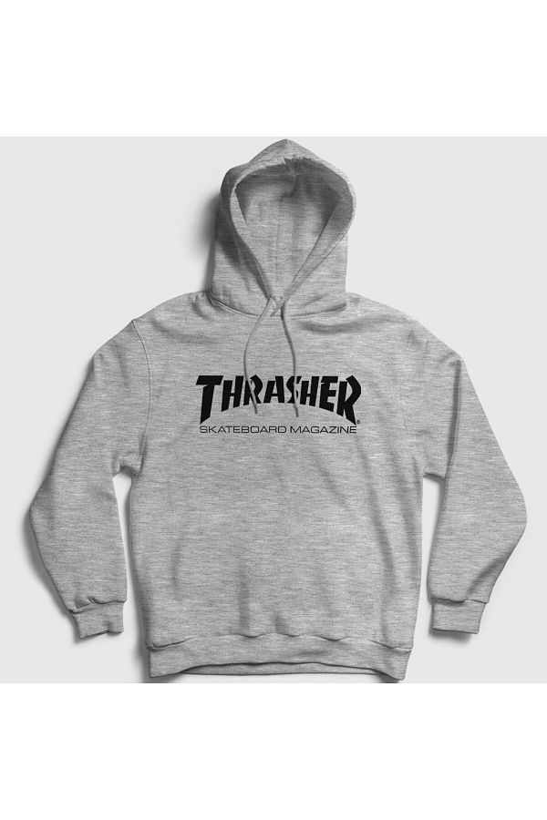 Presmono-سويت شيرت بقلنسوة بشعار رمادي للجنسين V5 Thrasher279347تي تي 1