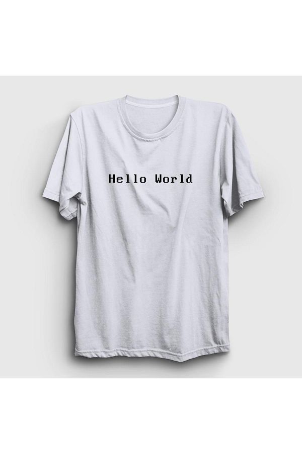 Presmono-Μπλουζάκι Unisex White Hello World Coder Programmer Developer Software 334530 ττ 1
