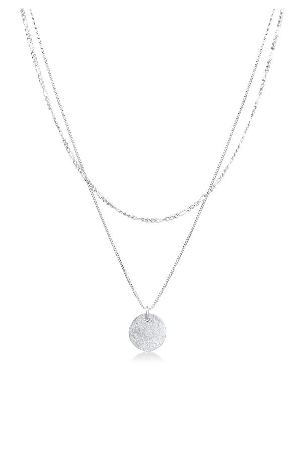ELLI-Halskette Damen Layer Plate Anhänger Boho in 925 Sterling Silber 1