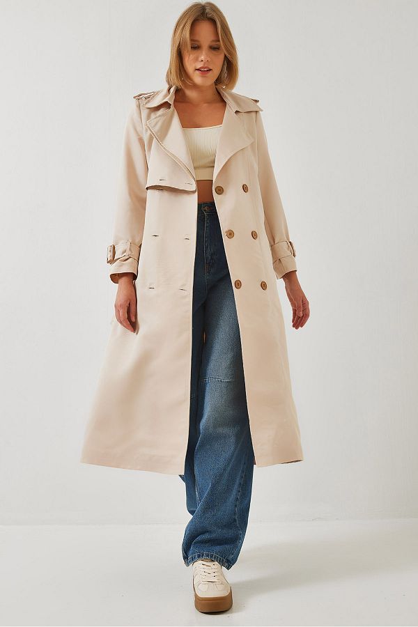 Bianco Lucci-Damen Garni Windjacke Detail Clamshell Trenchcoat 2488 60261003 1