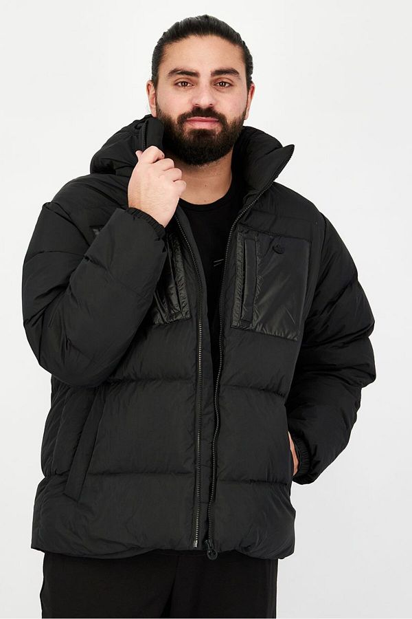 adidas-جاكيت رجالي منفوخ منقوش، أسود 1
