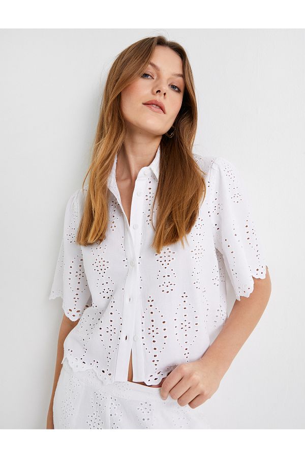 Koton-Πουκάμισο Viscose Mixed - Κοντομάνικο Crop Scallop 1