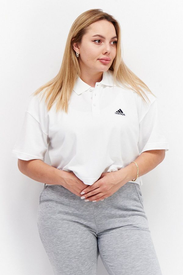 Cropped white polo shirt hot sale