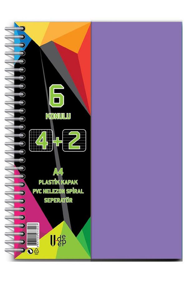Artlantis-150 Sheets 4+2 Bookmarks 6 Thread Notebook - 4 Checks and 2 Lines Plastic Cover with Spral 1