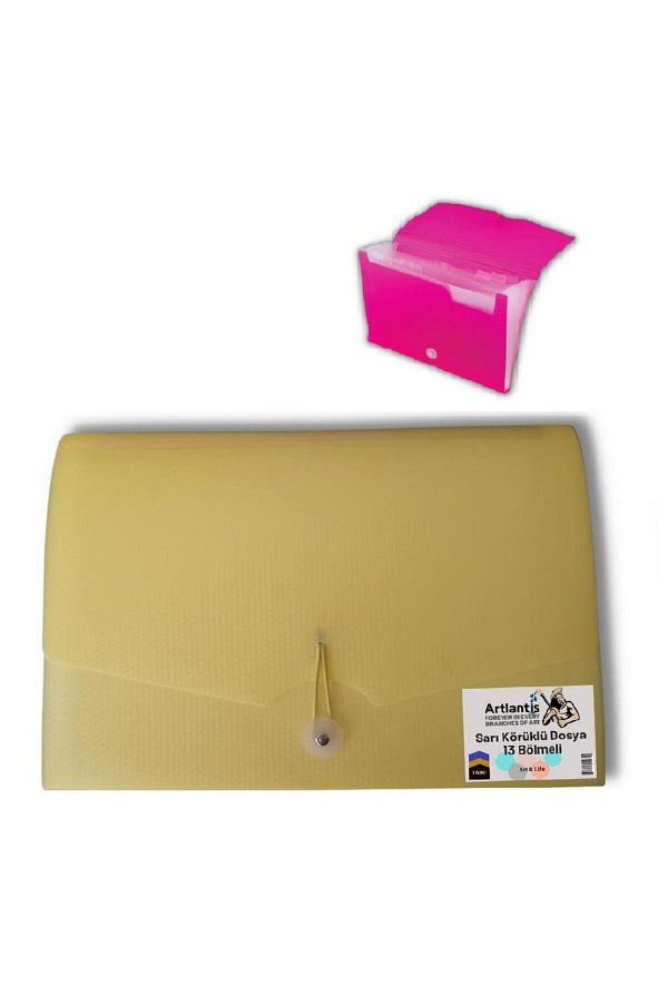 Artlantis-Gusseted File Yellow 13 Compartments 1 Piece Accordion File Yellow 1 Piece 1