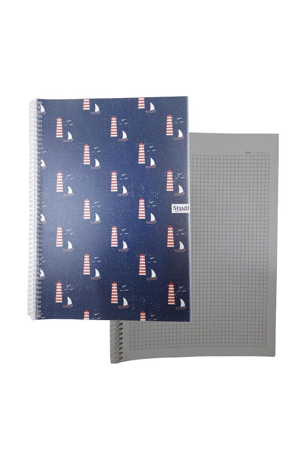 Studi-Checked 72 Sheets Spiral Notebook A4 Size Patterned Plastic Cover 1 Piece 72 Yp Spralli Plastic Container 1