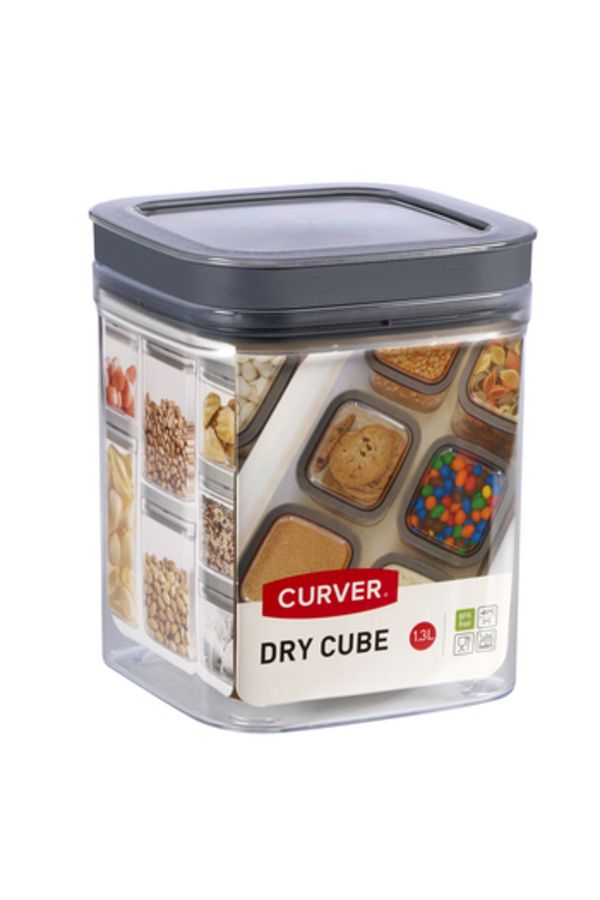 CURVER-,Dry Cube,Dry Food Container,1.3L,Transparent 1