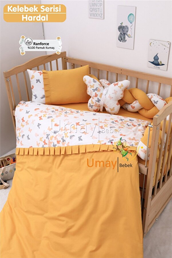 Umaybebek Bebek Nevresim Takımı, Örgü Korumalık, Çarşaf - %100 Pamuk