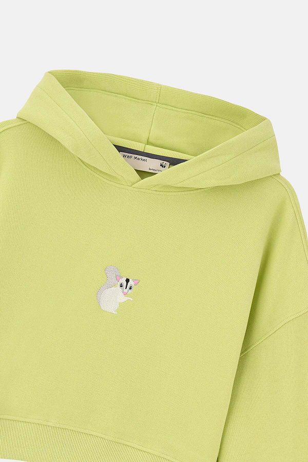 WWF Market Sugar Glider Supersoft Crop Hoodie Pistachio Green Licensed Wwf Product Trendyol