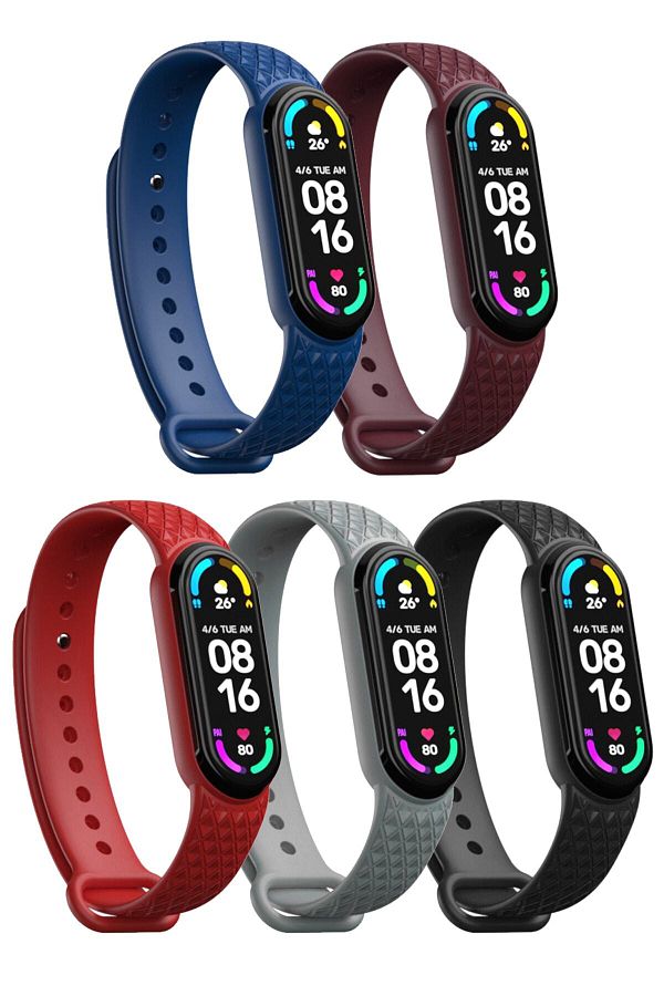 PUFWİN-مجموعة أحزمة منقوشة متوافقة مع Xiaomi Mi Band 5 و6 1