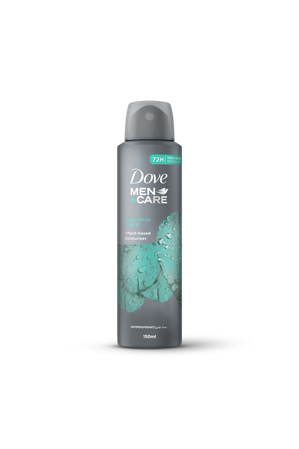 Dove Men-Care Deodorant Spray, Eucalyptus & Birch, 72-Hour Protection, Plant-Based Moisturizer, 150ml 1