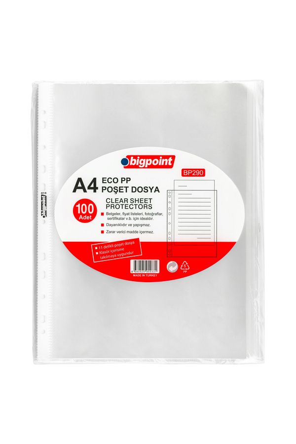 Bigpoint-|   Bag File, 60 Pieces A4 Capacity Eco Transparent File Suitable for Use in Folders, 100 Pa 1