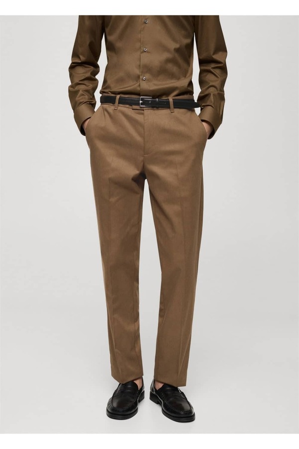 MANGO Man-Regular Cut Cotton Trousers 1