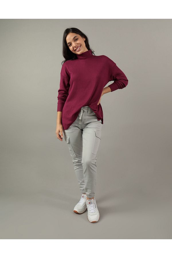 AMERICAN EAGLE-Ae Oversized Long-Sleeve Mock Neck T-Shirt 1