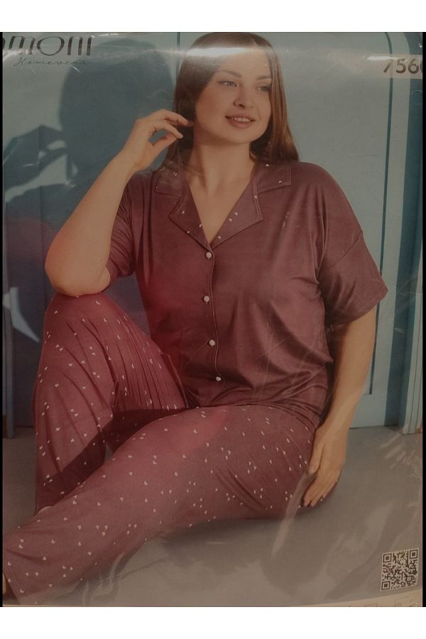 Pijamoni-Plus-Size Pajama Kit with Front Button 1