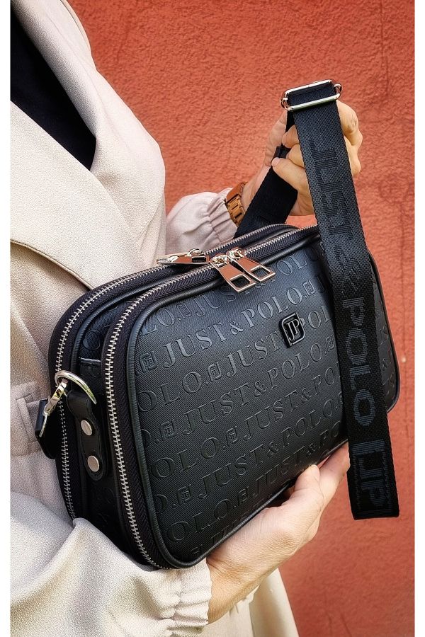 Just Polo Colors of Justpolo Women s Black 5 Compartment Adjustable Long Strap Shoulder Bag Messenger Bag Trendyol