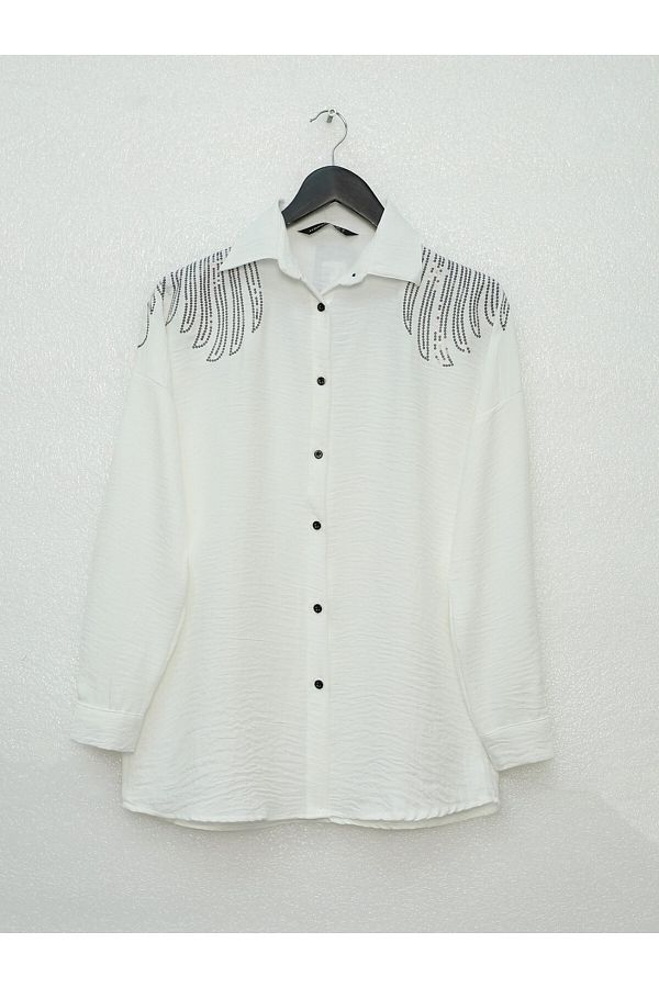 Modamorfo-White Patterned Sequin Tunic 1