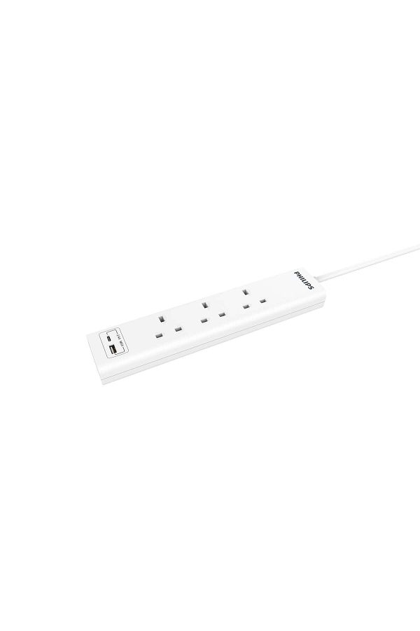 Philips-3 UK AC, no switch, 3M
2 x Type A USB (2.4A)
Child Safety Shutter
BS Plug with fuse 1