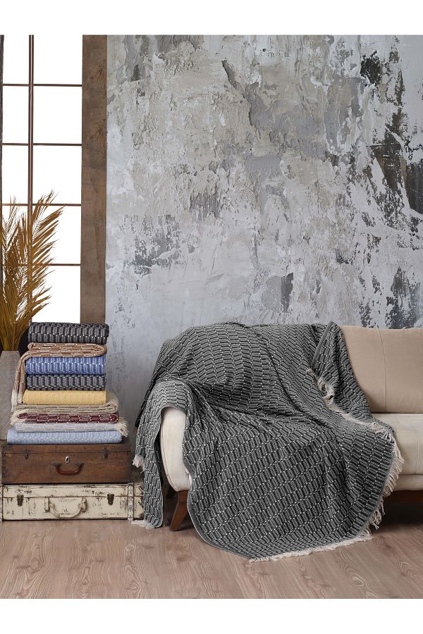 Madame Clean Home-Luxus 1St Class - Anthracite Color 100% Cotton Sofa Cover - Shawl 175X215 cm 1
