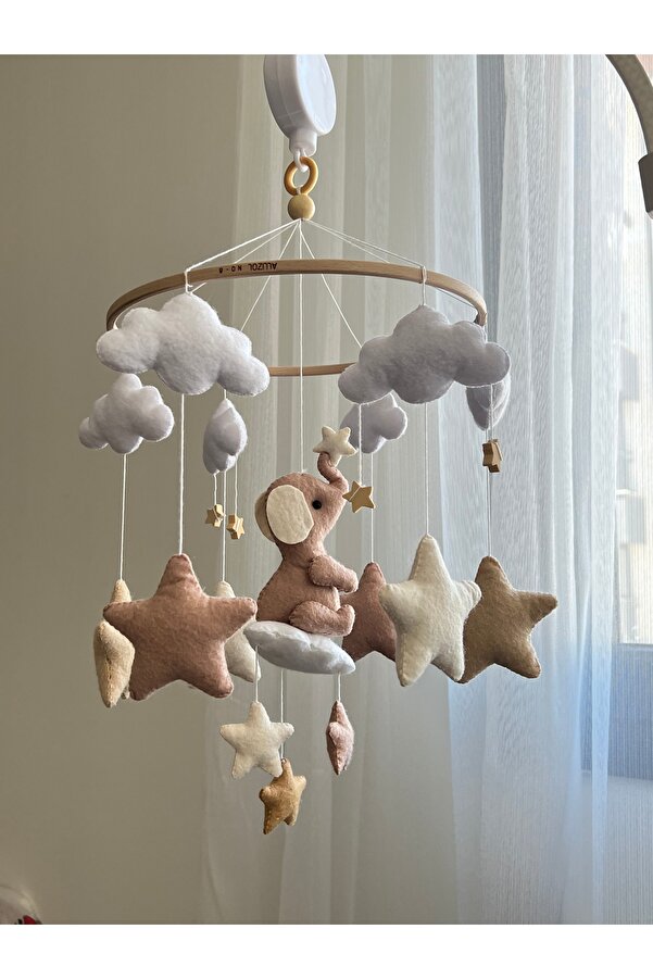 SefDen Lazer Kesim Atölyesi (MÜZİKLİ) Beşik Dönencesi Beşik Süsü Doğal Bebek Oyuncağı Anne Yanı