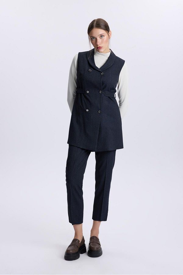 Zühre-Navy Blue Striped Classic Triple Set - Tk-1377 1