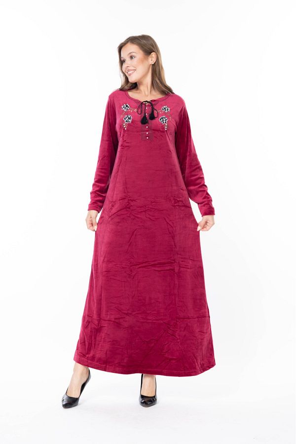 mervemoda-ROCHIE DE CATIF DE DAMĂ MÂNECĂ LUNGĂ 1