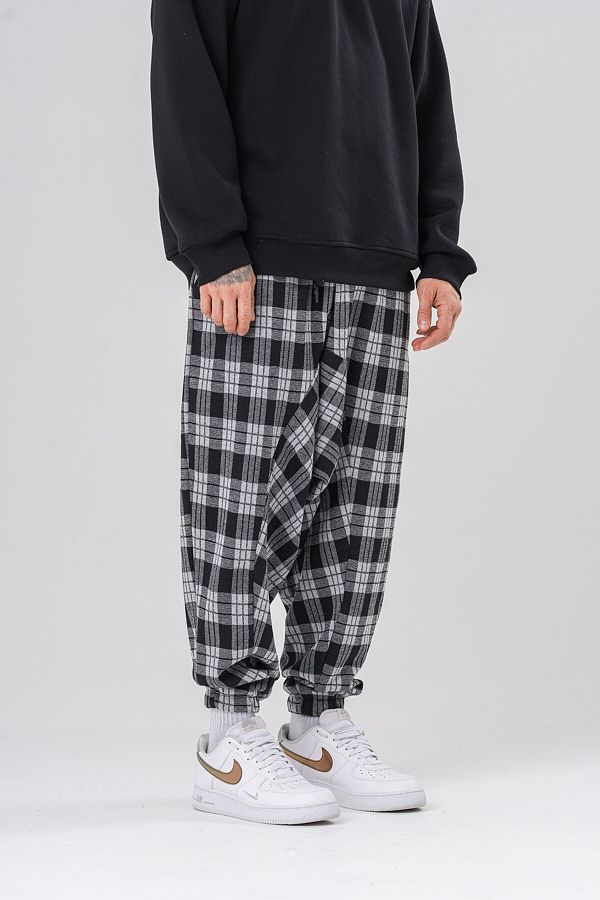 go gang own-Djing Plaid Bohemian Shalwar with Elastic Waist and Leg 1