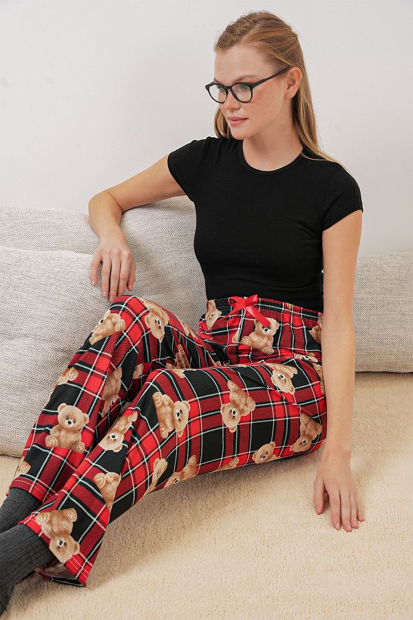 Bigdart-4323 Patterned Pajama Bottoms - B.Red 1