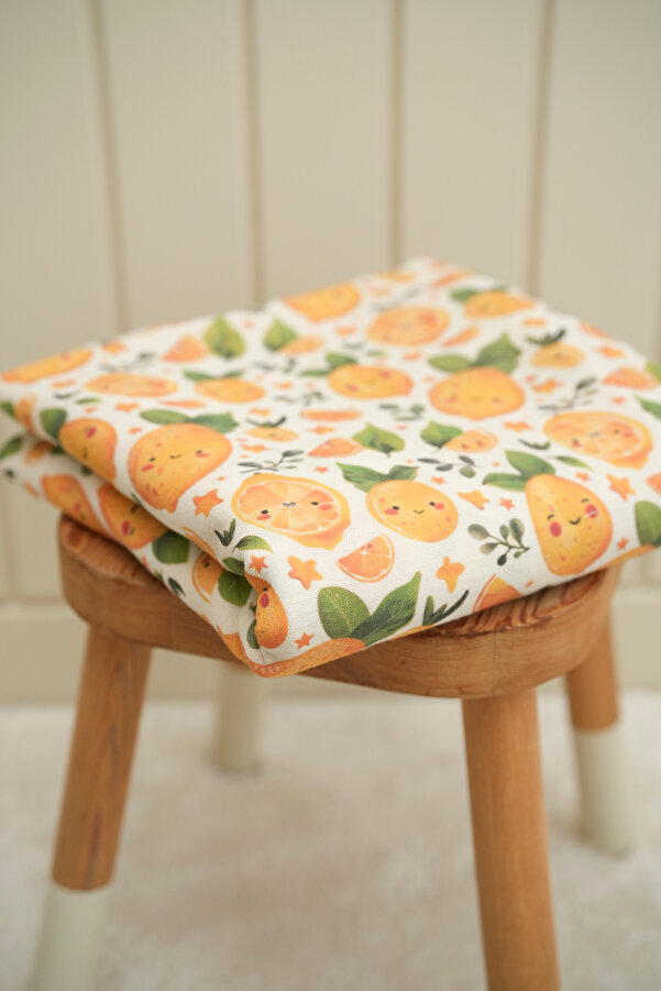 Tuğba Kuğu Baskılı Müslin Kumaş  | Cute Orange