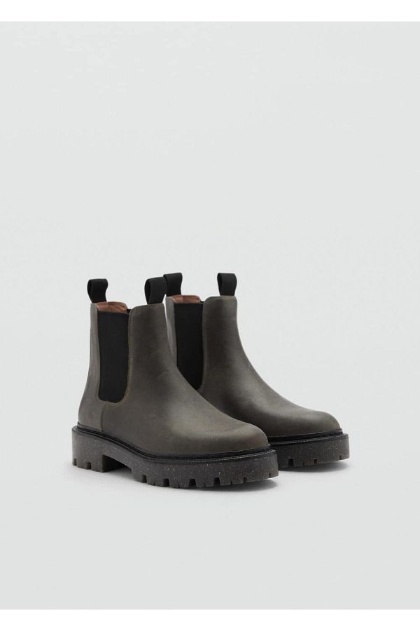 MANGO Woman-Chelsea Leather Ankle Boots 1