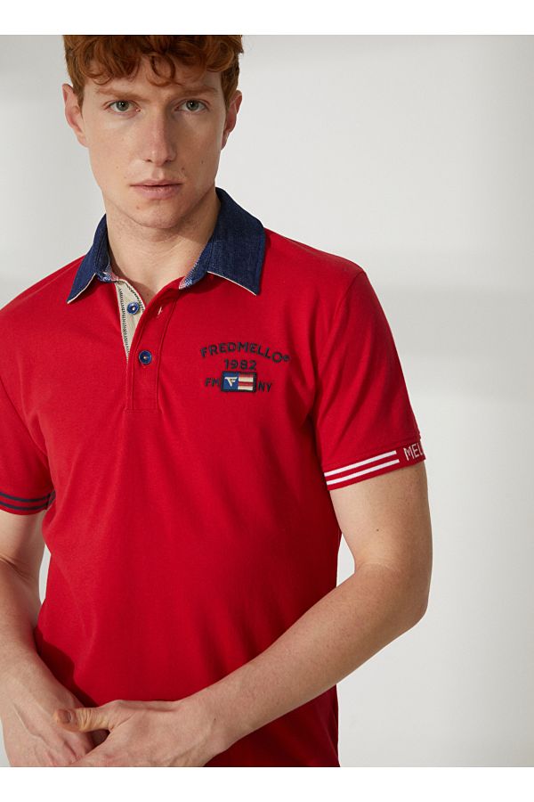 Fred Mello-Red Men's Polo T-Shirt Fm23S23Qcred Size: m 1
