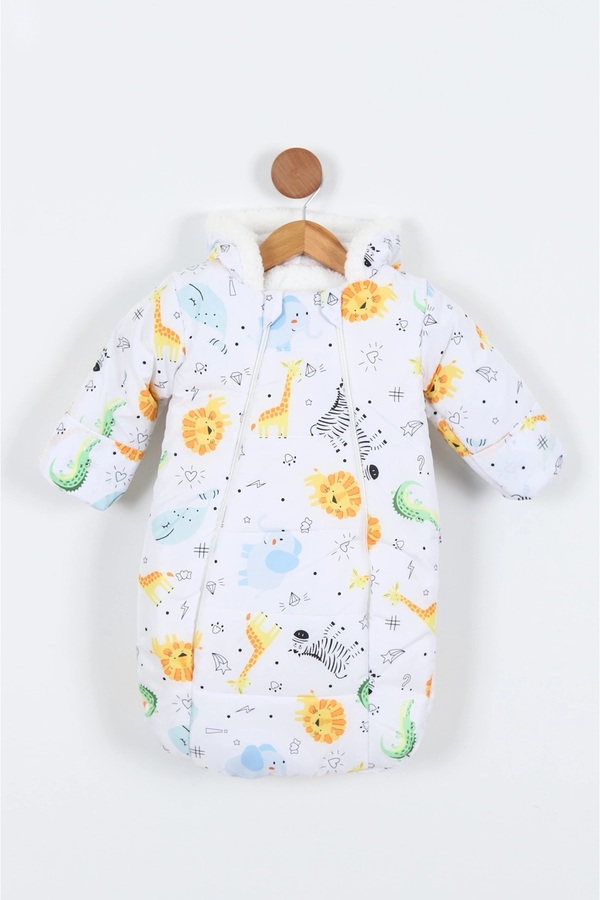 MAİBELLA Orman Hayvanlı Figürlü Fermuarlı İçi Pelüş Kışlık Erkek Kız Bebek Kundak Astronot Tulum Kozmonot