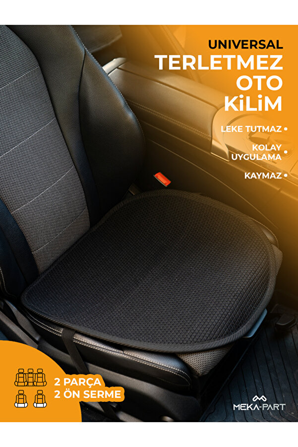TREND Meka Part Terletmez Koltuk Koruyucu Kılıf 2 Parça SERME Sadece Ön Universal Siyah