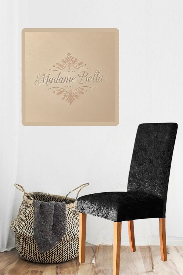 MADAME BELLA-Huse pentru scaune elastice din catifea de mătase neagră Huse pentru scaune 1 bucată 45x45x60 Dimensiune 1