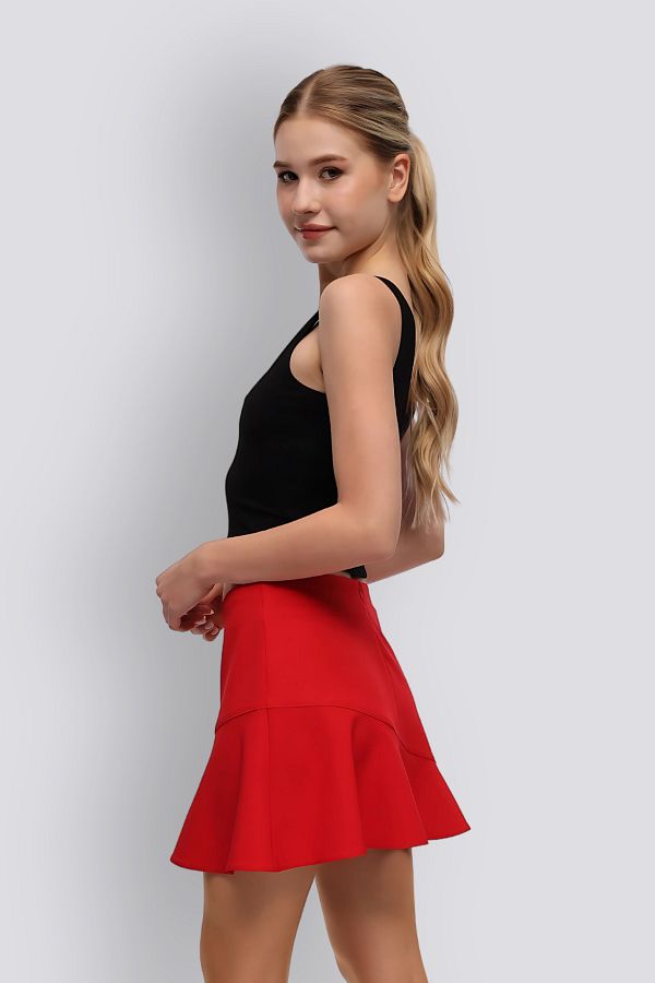 Red flounce mini skirt outlet