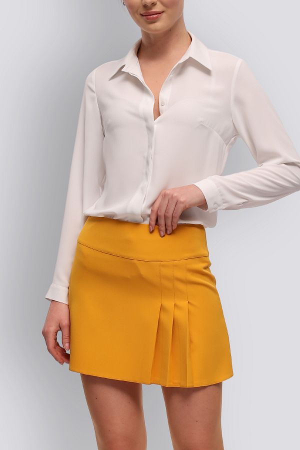 Yellow pleated skirt mini on sale