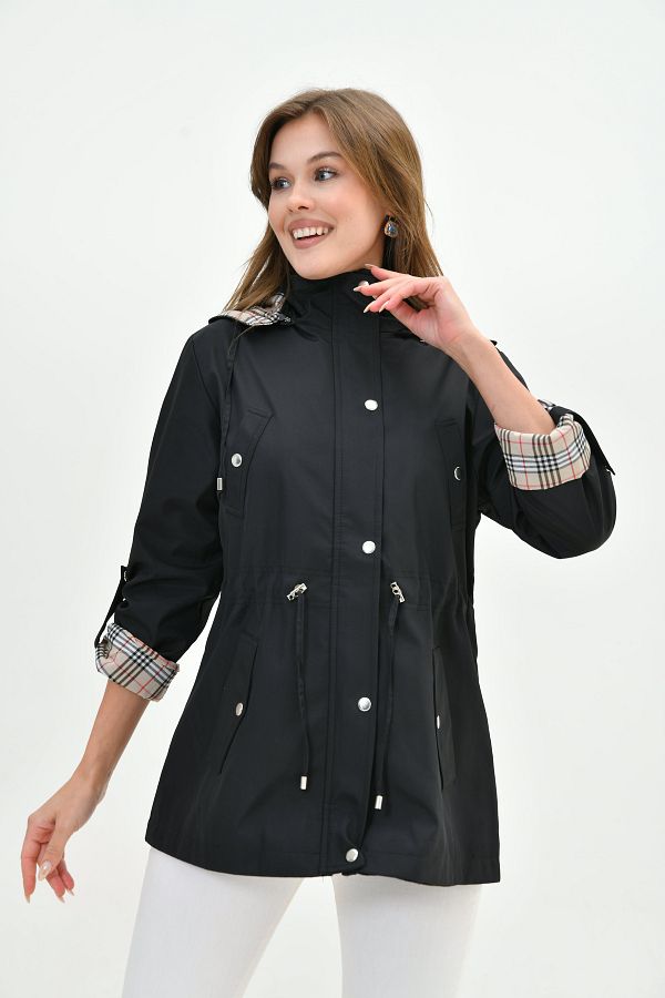 Plus size plaid trench coat top