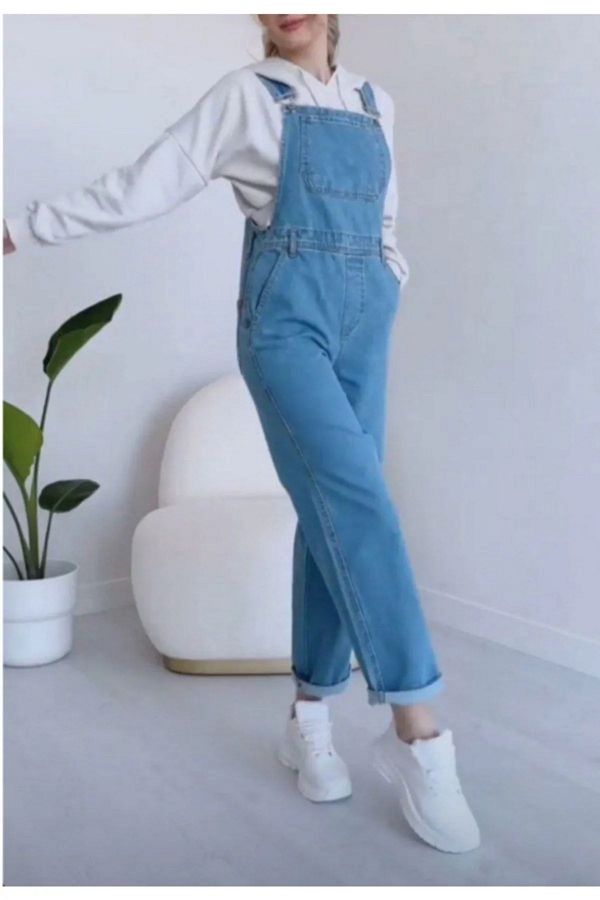 DENİKK-Uniszex Trend kék széles zsebes farmer kertész overál 1