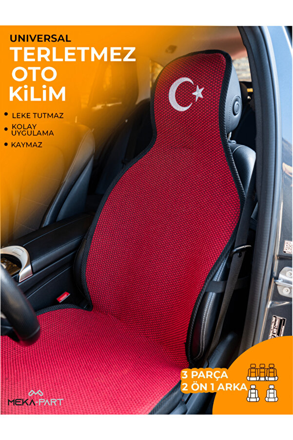TREND Meka Part Oto Koltuk Koruyucu Kılıf 3 Parça 2 Ön Koltuklar 1 Arka Koltuk Universal Nakışlı