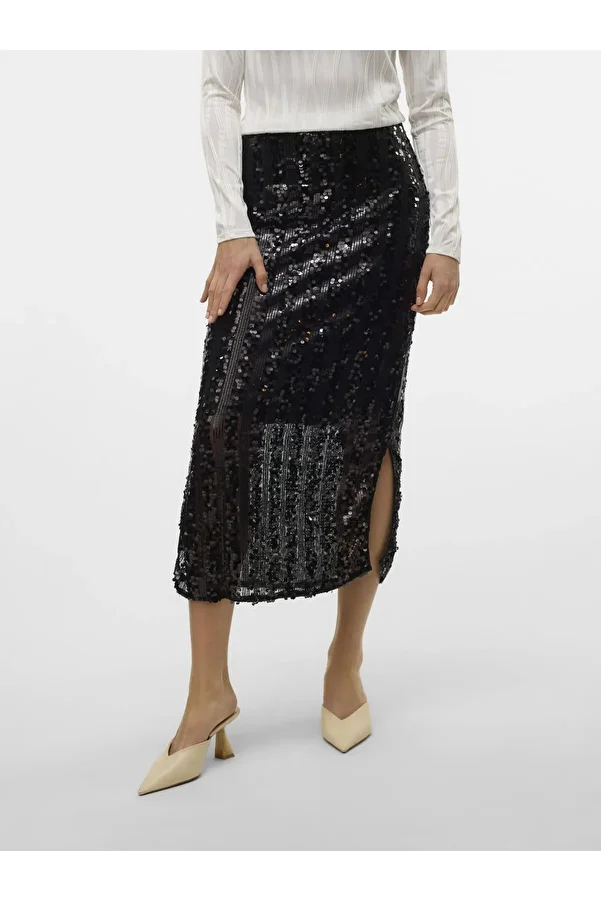 Vero Moda-Rock VMEFA Mittlere Taille Langer Rock 1